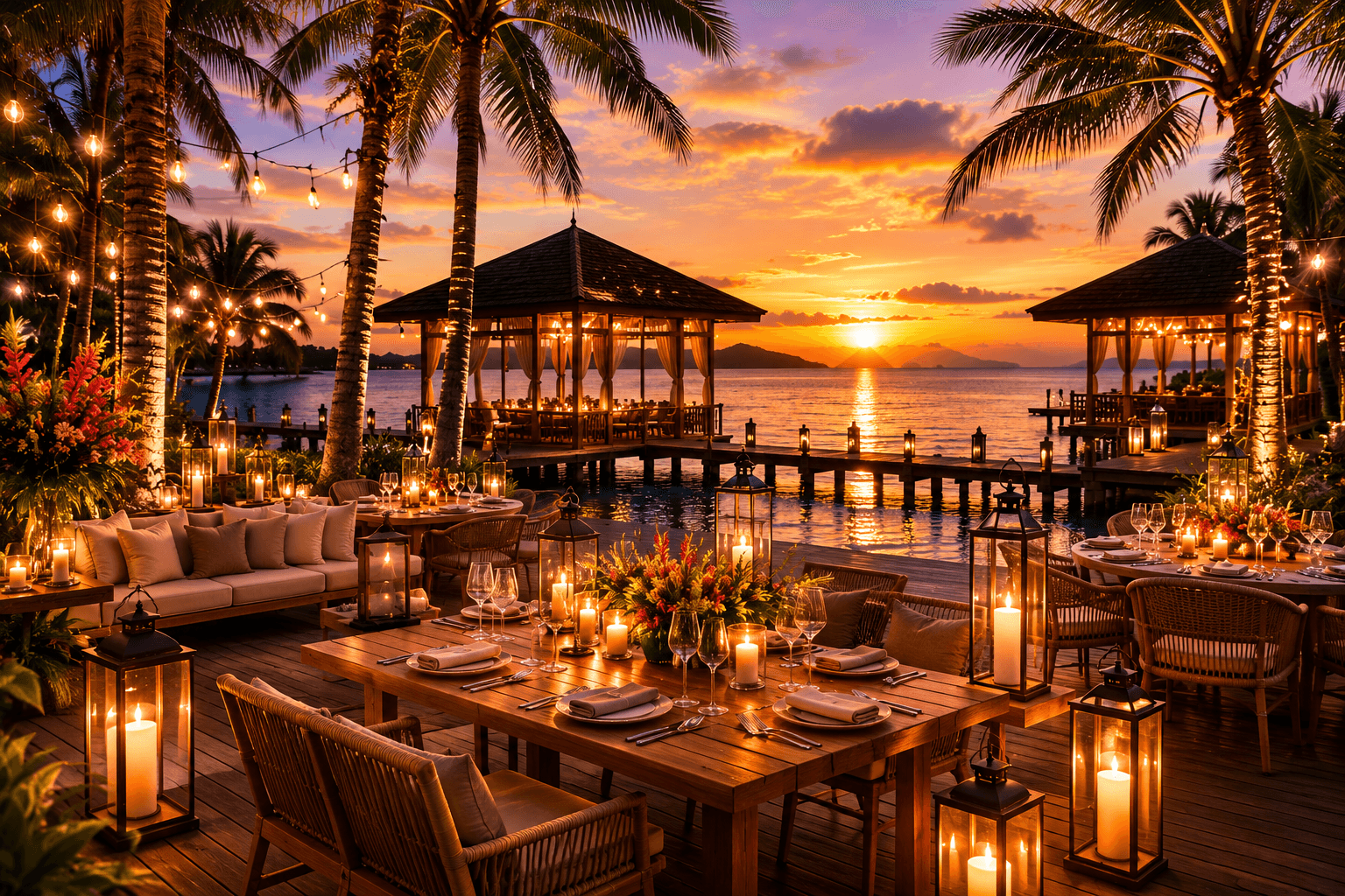 A beautifully lit evening setup